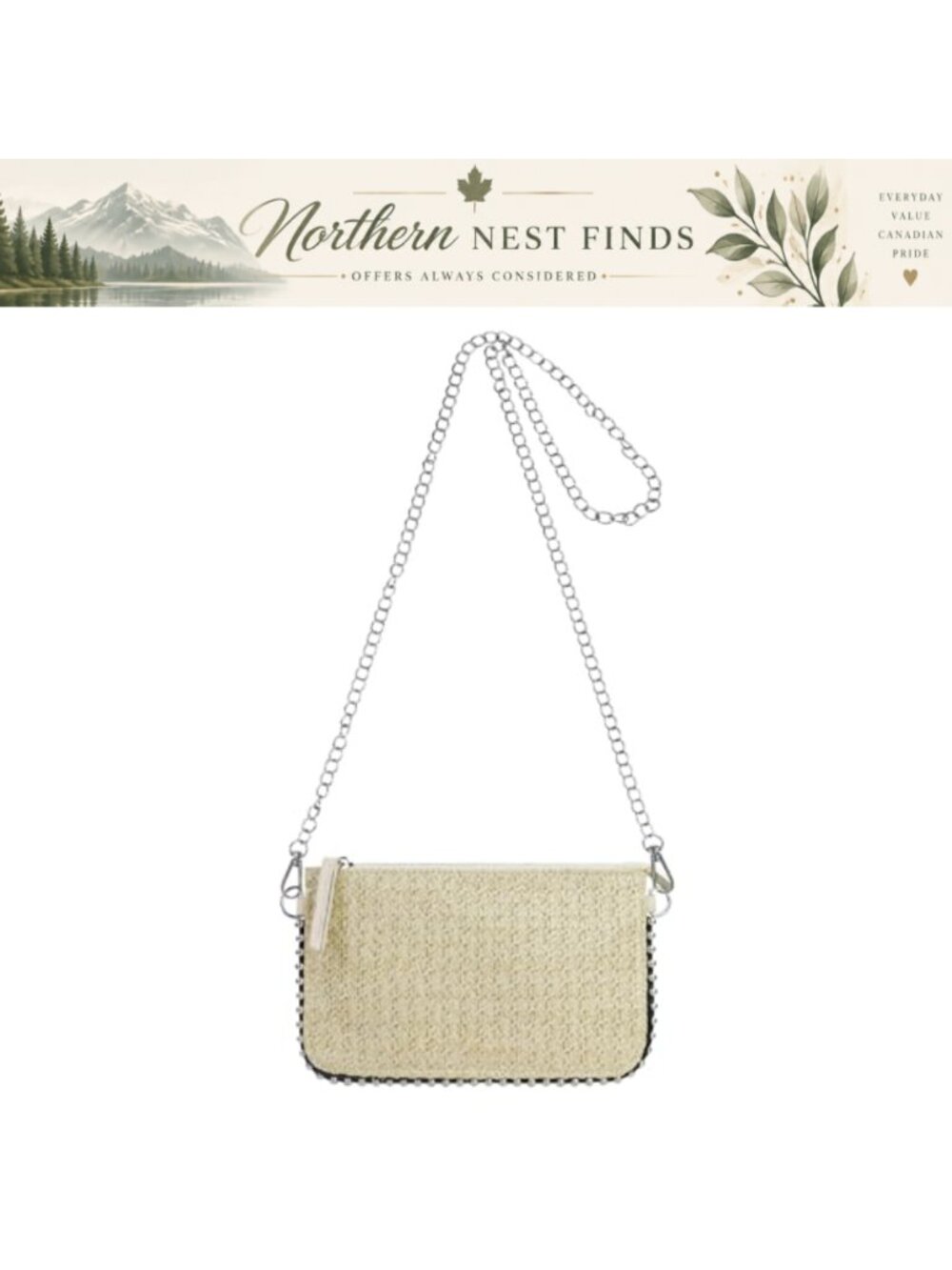 Womens Weave Crossbody Bag Chain Strap Small Shoulder Purse